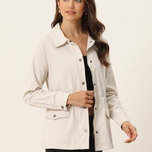Drawstring Waist Flap Pocket Lightweight Utility Safari Jacket Apricot/L - Allegra K catalog