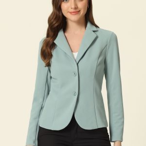 Solid Work Office Lapel Collar Stretch Jacket Suit Blazer Pea Green/XL - Allegra K catalog