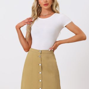 Casual Short Button Down Jeans Skirt Brown/XS - Allegra K catalog