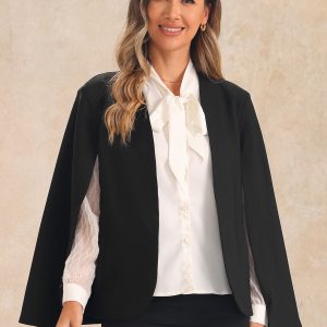 Cape Sleeve Business Work Open Front Jacket Blazer Black/XS - Allegra K catalog