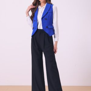 Waistcoat Lapel Collar Dressy Versatile Racerback Suit Vest Royal Blue/L - Allegra K catalog