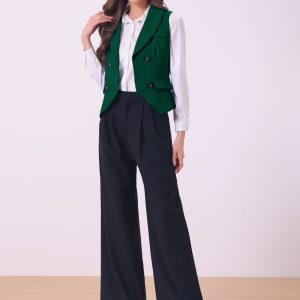 Waistcoat Lapel Collar Dressy Versatile Racerback Suit Vest Dark Green/XL - Allegra K catalog