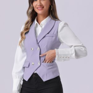 Waistcoat Lapel Collar Dressy Versatile Racerback Suit Vest Light Purple/L - Allegra K catalog