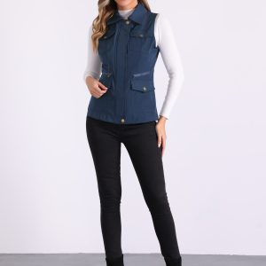 Zip Up Pockets Sleeveless Cargo Jacket Utility Vest Navy Blue/XL - Allegra K catalog