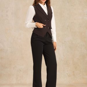 Waistcoat Lapel Collar Dressy Versatile Racerback Suit Vest Coffee/L - Allegra K catalog