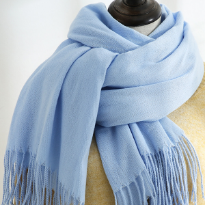 Solid Color Mid Length Winter Tassel Scarf Light Blue/One Size - Allegra K catalog