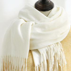 Solid Color Mid Length Winter Tassel Scarf White/One Size - Allegra K catalog