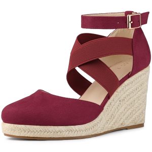 Women's Espadrille Platform Closed Toe Wedges Heel Sandal Burgundy/9.5 - Allegra K catalog