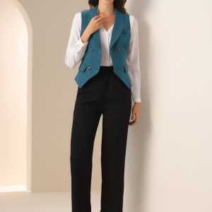 Waistcoat Lapel Collar Dressy Versatile Racerback Suit Vest Lake Blue/S - Allegra K catalog