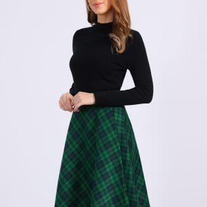 Christmas Tartan Plaid High Waist Belted Vintage A-Line Midi Skirt Dark Green/XL - Allegra K catalog