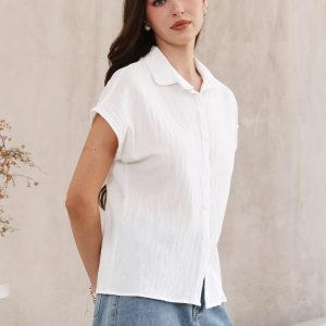 Cotton Linen Button Down Short Sleeve Shirt White/S - Allegra K catalog