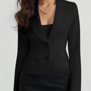 Slim Fit Blazer with Notched Lapel - Tailored Long Sleeve Workwear Jacket Black/L - Allegra K catalog