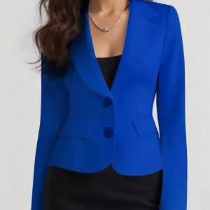 Slim Fit Blazer with Notched Lapel - Tailored Long Sleeve Workwear Jacket Blue/XS - Allegra K catalog