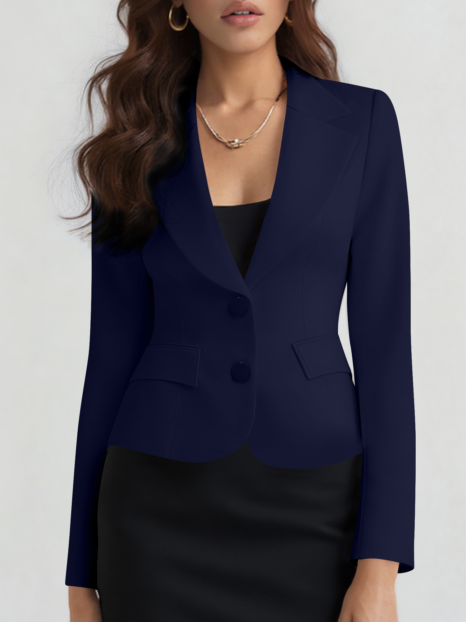 Slim Fit Blazer with Notched Lapel - Tailored Long Sleeve Workwear Jacket Navy/M - Allegra K catalog