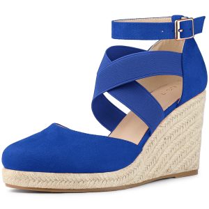 Women's Espadrille Platform Closed Toe Wedges Heel Sandal Royal Blue/7.5 - Allegra K catalog