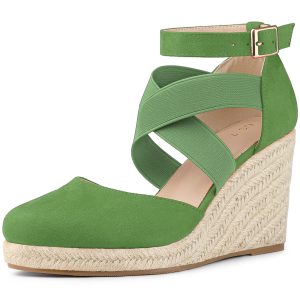 Women's Espadrille Platform Closed Toe Wedges Heel Sandal Olive Green/9 - Allegra K catalog