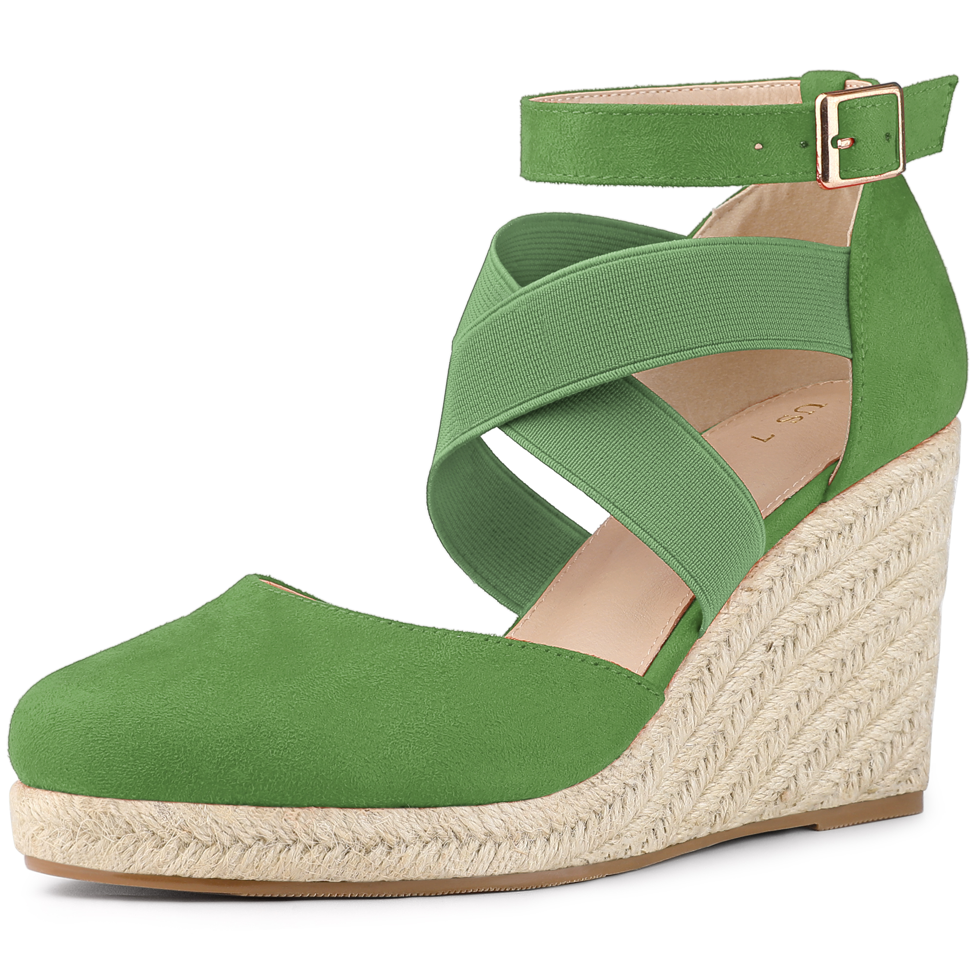 Women's Espadrille Platform Closed Toe Wedges Heel Sandal Olive Green/9 - Allegra K catalog