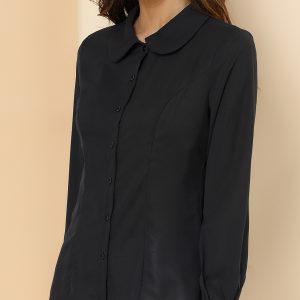 Peter Pan Collar Business Casual Work Shirts Black/XL - Allegra K catalog