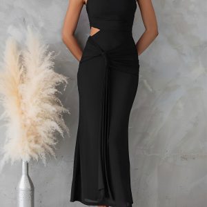 One Shoulder Cut-Out Sleeveless Bodycon Event Dress Black/XS - Allegra K catalog