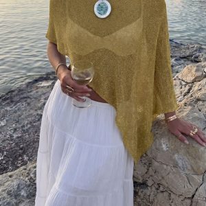 Versatile Semi-Sheer Knitted Casual Vacation Beachwear Cover Up Khaki/L - Allegra K catalog