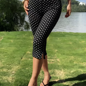 Gingham Polka Dots Casual Slim-Fit Capris Pants Black/S - Allegra K catalog