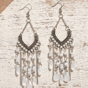 Bohemian Vintage Beaded Fringe Earrings Beige/M - Allegra K catalog
