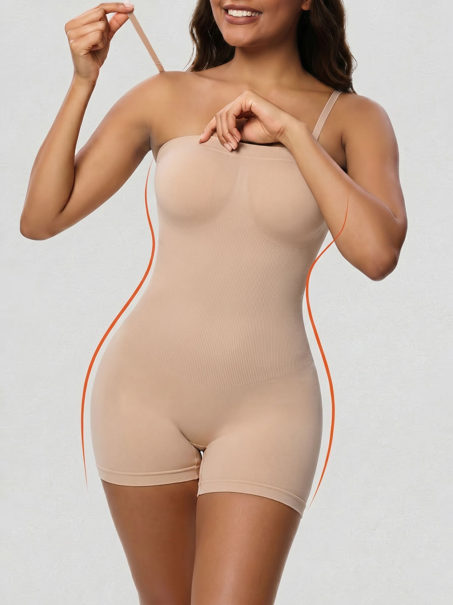 Removable Straps Solid Color Sleeveless Leotard Apricot/XL - Allegra K catalog