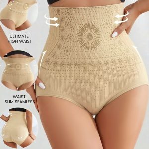 3 Pieces High-Waisted Stretchy Waist-Shaping Butt Lifting Panties Apricot/XS - Allegra K catalog