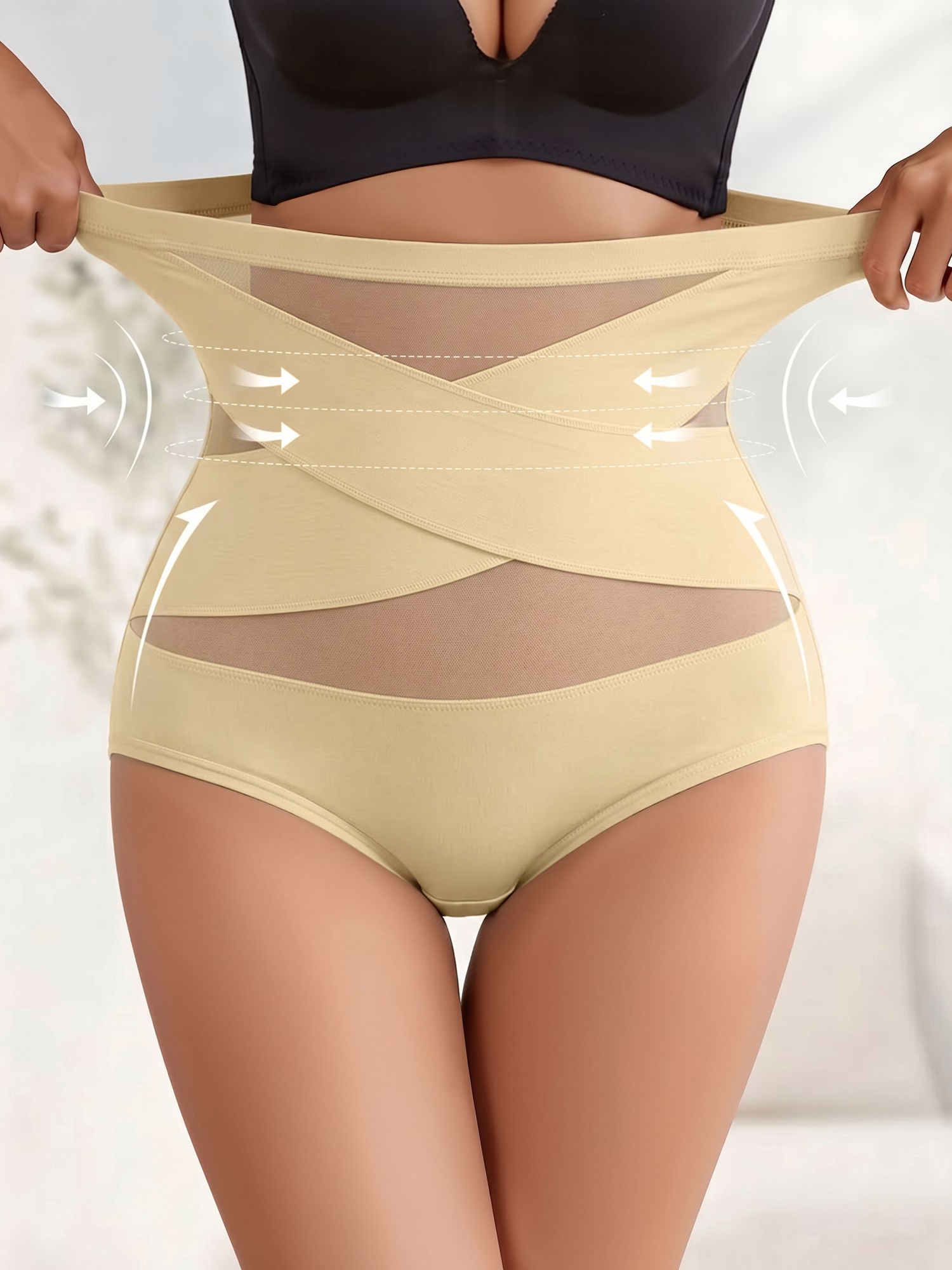3 Pieces High-Waisted Shaping Butt-Lifting Underwear Panties Apricot/S - Allegra K catalog