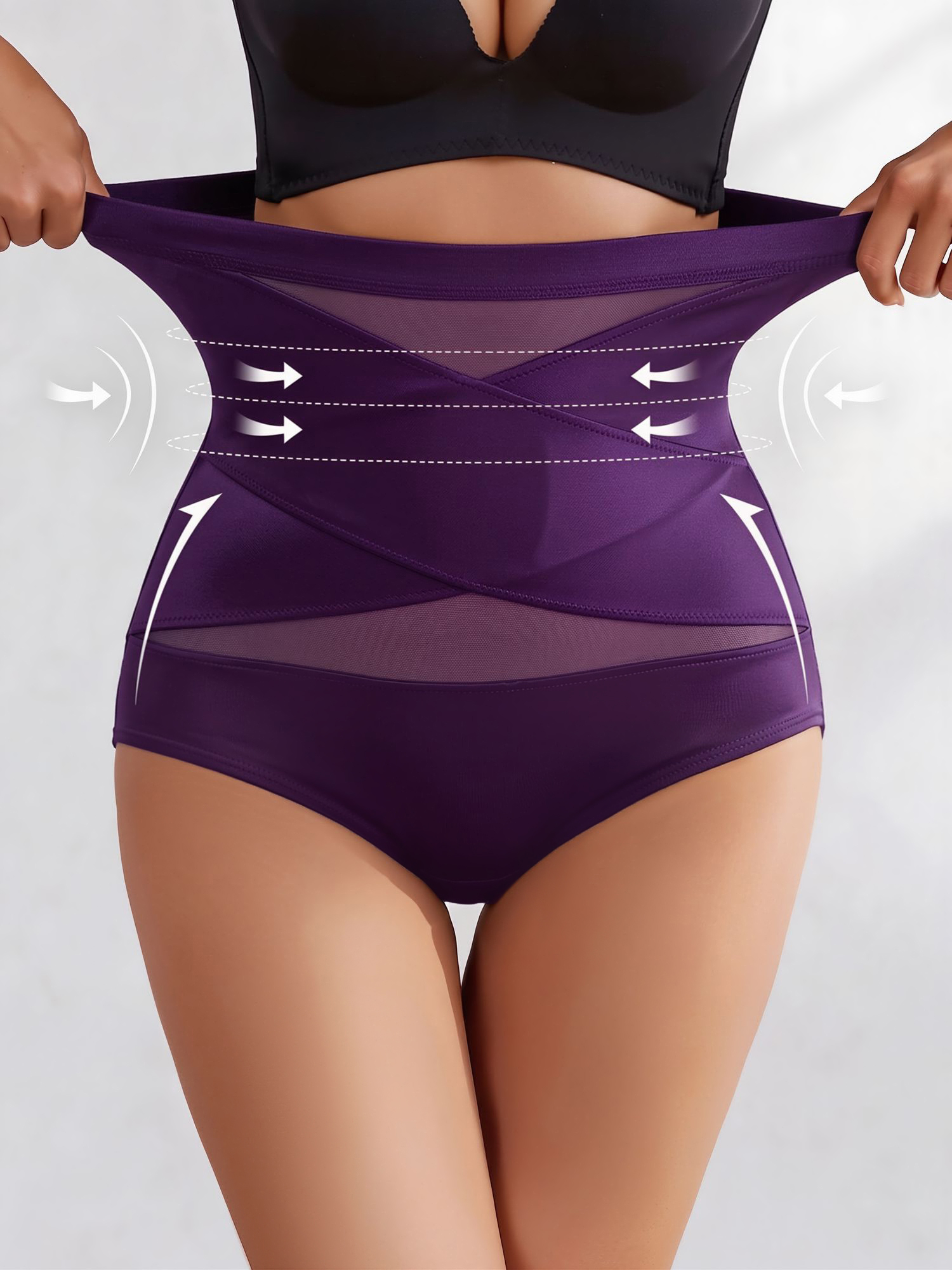 3 Pieces High-Waisted Shaping Butt-Lifting Underwear Panties Dark Purple/XS - Allegra K catalog