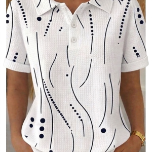 Vintage Striped Polo Collar Short Sleeve T-shirt, T-shirts, color:White|size:5XL, catalog Noracora shop