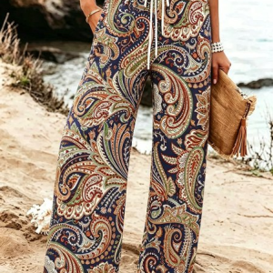 Women Paisley Long Pants Vintage Spring/Fall Trousers, Pants, color:As Picture|size:4XL, catalog Noracora shop