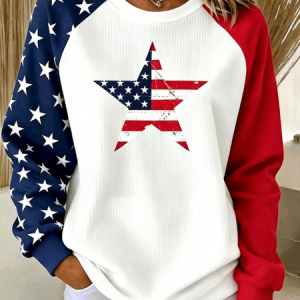 Casual Crew Neck Independence Day (Flag) Sweatshirt, Hoodies & Sweatshirts, color:As Picture|size:5XL, catalog Noracora shop