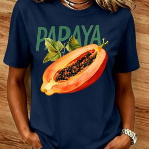 Casual Fruit Crew Neck Short Sleeve T-shirt, T-shirts, color:Deep Blue|size:5XL, catalog Noracora shop