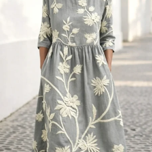 Women Floral Summer Dress Crew Neck Short Sleeve Fit & Flare Dress A-Line Dress, Dresses, color:Gray|size:4XL, catalog Noracora shop