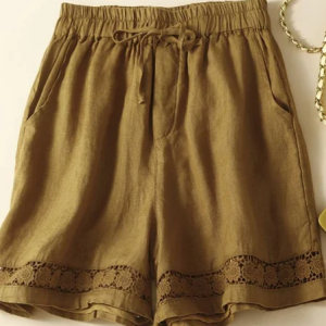 Casual Plain High Waist Wide Leg Pants Shorts, Shorts, color:Yellow|size:3XL, catalog Noracora shop