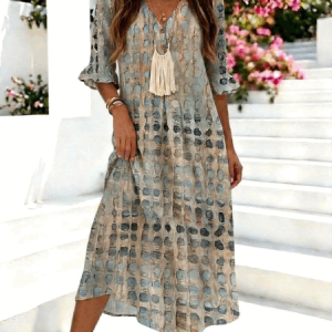 Women Tie Dye Summer Dress V Neck Half Sleeve H-Line Dress, Dresses, color:Color1|size:3XL, catalog Noracora shop