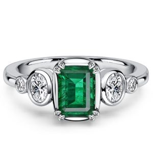 emerald cut engagement rings - Italo Bezel Five Stone Emerald Green Emerald Sapphire Engagement Ring, Italo jewelry - Online Catalog