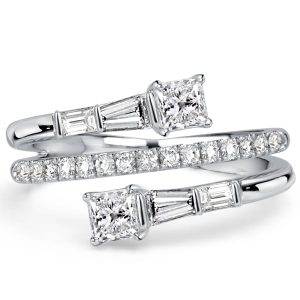 unique engagement rings - Italo Toi Et Moi Princess Cut Spiral Unique Engagement Ring For Women, Italo jewelry - Online Catalog