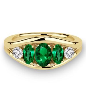 oval cut engagement rings - Italo Five Stone Emerald Sapphire Oval Cut Engagement Ring For Women, Italo jewelry - Online Catalog