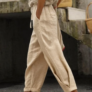Women Plain Long Pants Vintage Spring/Fall Trousers, Pants, color:Khaki|size:3XL, catalog Noracora shop