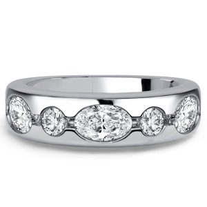 classic band - Italo Flush Set Oval & Round Cut Half Eternity Wedding Band For Women, Italo jewelry - Online Catalog