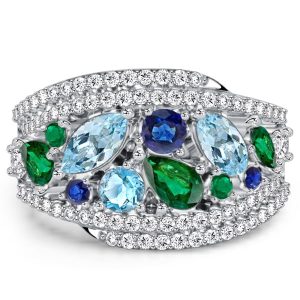 anniversary band - Italo Bypass Aquamarine Ring Multi Color Wedding Band For Women, Italo jewelry - Online Catalog