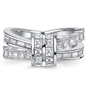 anniversary band - Italo Channel Set Asscher & Emerald Cut Cross Wedding Band For Women, Italo jewelry - Online Catalog
