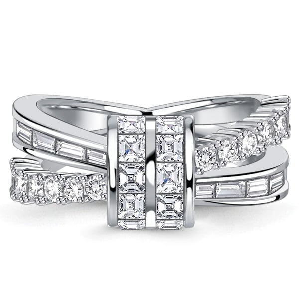 anniversary band - Italo Channel Set Asscher & Emerald Cut Cross Wedding Band For Women, Italo jewelry - Online Catalog
