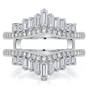 anniversary band - Italo Crown Baguette Cut Ring Guard Enhancer Wedding Band For Women, Italo jewelry - Online Catalog