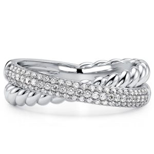 anniversary band - Italo Micro Pave Round Cut Criss-Cross Wedding Band Infinity Ring, Italo jewelry - Online Catalog