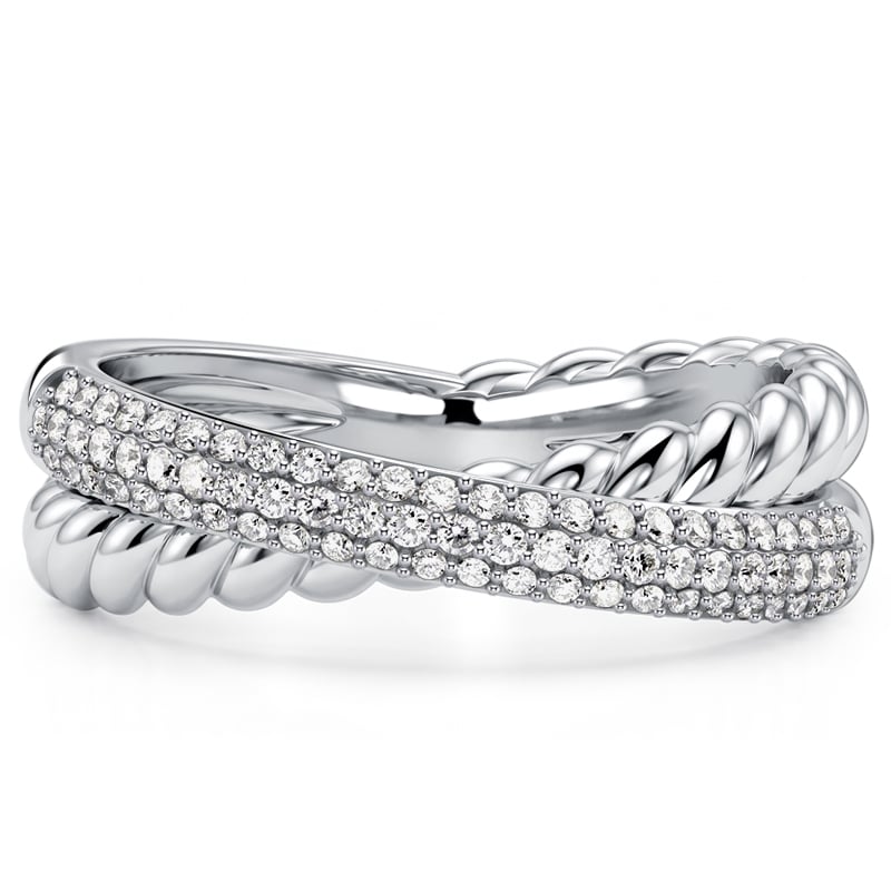anniversary band - Italo Micro Pave Round Cut Criss-Cross Wedding Band Infinity Ring, Italo jewelry - Online Catalog