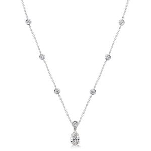 necklaces - Italo Bezel Setting Round & Pear Cut Pendant Neckalce For Women, Italo jewelry - Online Catalog