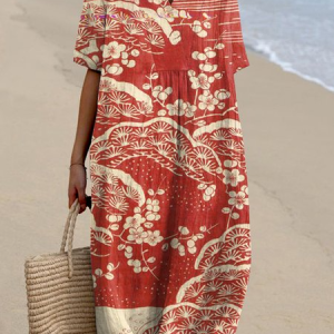 Women Floral Spring/Fall Dress V Neck Long Sleeve Shirt Dress A-Line Dress, Dresses, color:Red|size:4XL, catalog Noracora shop